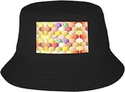 [FSCEV] Ice Cream Adult Double-Layer Fisherman Hat Women Men Beach Sun Hat Travel Foldable Brim Fishing, Black, One size
