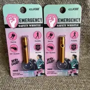 2 Emergency Whistle Keychain, Child & Personal Safety, Sports, Very Loud!