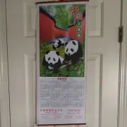 2022 Chinese Wall Scroll Calendar w/ Picture of Pandas from Chicago Gifts, inc