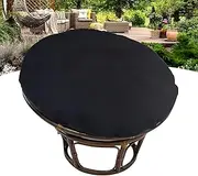 Papasan Chair Cushion Cover Only,Outdoor Indoor Cushion Waterproof Slipcover with Fixed Strap for Papasan Cushion Only, for Papasan Wicker Egg Chair,Black,43 * 43in