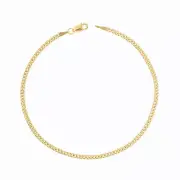 10K Yellow Gold Mens 2.5mm Diamond Cut White Pave Cuban Curb Chain Bracelet 9"