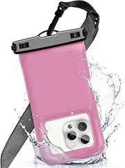 Foweroty Floatable Waterproof Phone Pouch/Case with Crossbody Lanyard for iPhone 16 Pro Max/15 Pro/14/13/12, IP68 Cellphone Dry Bag Beach Cruise Ship Essentials, 1 Pack-Pink-7″