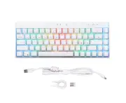 Mechanical Keyboard 68 Keys Three Modes RGB Backlight 1800mAh Battery N-Key Rollover White Gaming Brown Switch