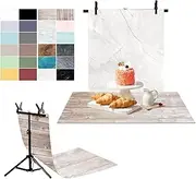 12PCS 24Patterns Photography Backdrops Small Product Background with T-Shape Stand,34x17.7in Flat Lay Seamless Paper Props,Tabletop Photo Shoot for Jewelry Food Cosmetics