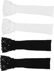 [BESTYASH] 2 Pairs Arm Cover Woman Covered Summer Sunscreen Lace Glove Elastic Elbow Brace