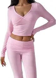 [ryusptcna] Women's Long Sleeve Tracksuits Two Piece High Waist Bell Buttom Loungewear Pants Sets Casual Outfits Streetwear