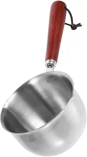 Cabilock Stainless Steel Oil Pot Small Saucepan Down Pour Spout Easy to Clean Metal Handle Fits Gas Induction Cookers