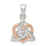 Sterling Silver Trinty Knot And Rose Tone Heart Pendant