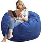 Bean Bag Chair 4Ft, Memory Foam Filled, Removable Velvet Cover, 4 feet Navyblue