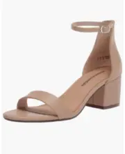 Amazon Essentials Womens Nola Two Strap Open Toe Beige Heeled Sandal Size 7.5W