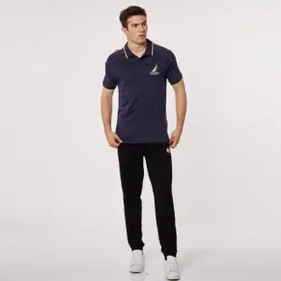 【NAUTICA】COMPETITION男裝雙肩撞色短袖POLO衫(深藍)