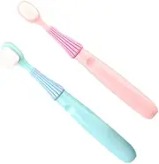 Healeved 2pcs Children's Toothbrush All Around Toothbrush for Kids Toddler Toothbrush Kids Tooth Brush Portable Childrens Toothpaste Infant Silica Gel Silicone Head Clean