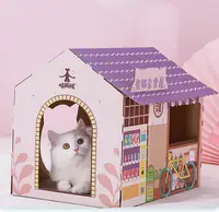 在飛比找樂天市場購物網優惠-貓抓板 貓咪紙箱屋貓窩貓抓板一體立式盒子大號可愛瓦楞紙磨爪用