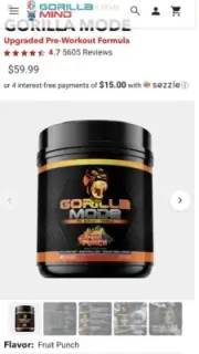 Gorilla Mode Pre-Workout Fruit Punch New 40 Servings