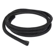 7 Ft - 1/2 in Expandable Braided Cable Sleeving, PET Split Sleeving, Black