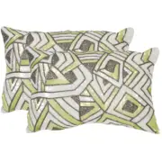 SAFAVIEH Ricci Art Deco Pillow Set of 2 | Macaron Green |