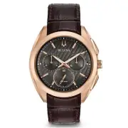 Bulova Grey Dial Brown Leather Strap Men's Watch - 97A124