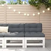 Middle Sofas with Cushions 2 pcs White Solid Wood Pine