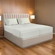 Ready To Rest 100% Egyptian Cotton Split King Sheets Sets for Adjustable Bed 5 Piece, Fits Mattress Upto 16" Deep, Hotel Luxury, Ultra Soft, Cooling Bed Sheets, Ivory Solid