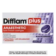 Difflam Plus Anaesthetic Sore Throat Lozenges Blackcurrant 16 Pack