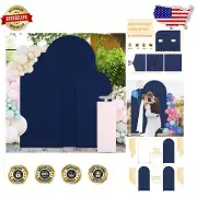 Set of 3 Navy Blue Arch Backdrop Covers - Elegant & Machine Washable Decor