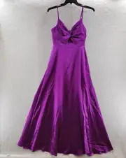 Aidan by Aidan Mattox Twist Front Mermaid Gown Women's 8 Purple Adjustable Strap