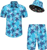 Mens Hawaiian Shirts and Shorts Set Funny Hawaiian Shirts for Men Beach Outfits