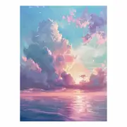 Cloudy beach Canvas Print Wall Art