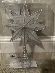Light Up Christmas Tree Topper Star Silver & White Battery Opt.