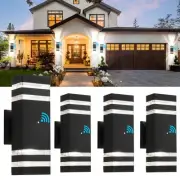 4 Pack Dusk to Dawn Outdoor Wall Lights Modern Exterior Light Fixture, 2-Laye...
