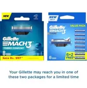 Gillette Mach3 Turbo Razor Blade Cartridges. 8 Count USA Seller