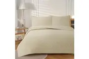 Morris Beige Ultrasonic Embossed Lightly Quilted Reversible Coverlet Set King