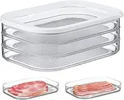 HOMIEST Deli Meat Container for Fridge, Bacon Lunch Meat Container for Refrigerator, Meal Prep Containers, Stackable Food Storage Boxes for Cold Cuts, Salami, Deli, Lunch Meat, BPA Free, 18.6oz