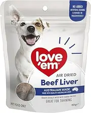 love'em Air Dried Treats, Beef Liver 90g - Tasty Bite Sized Training Treats, Protein Support for Healthier Rewards