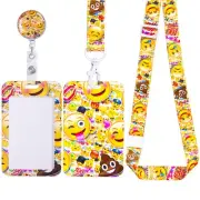 3 in 1 Smiley Face ID Badge Holder with Lanyard and Retractable Badge Reel - ...