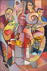 Abstract Tile Mural Warren Cullar Art Ceramic Backsplash WC145