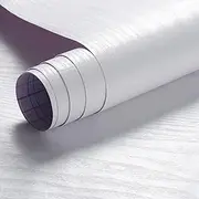 Arthome White Wood Paper, 43.5x305cm Self Adhesive Wallpaper Waterproof Gloss PVC Vinyl, Oil Proof,White Wood Vinyl Paper for Furniture Cover Surface,Countertop,Kitchen,Shelf Liner