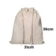 Calico Drawstring Bag Natural Size 11- 36cmx31cm