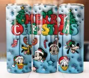 Mickey and Friends Merry Christmas Design Cup Tumbler Mug 20 oz Stainless Steel