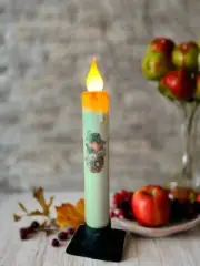 Primitive Handcrafted 7" Autumn Thyme Battery Operated Led Timer Taper Candle