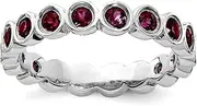 925 Sterling Silver Bezel Polished Patterned Stackable Expressions Rhodolite Garnet Ring USA Size 6 Jewelry for Women