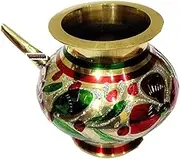 Balaji e Retail Handpainted Meenakari Brass Karwa Chauth Lota, Karwa Lota, Karva Lota, Brass Karwa, Karwa Kalash, Pooja Kalash, Pooja Lota-Pack of 1 Piece