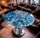 36" Blue Agate Round Table Top, Centre Table, Coffee Table Side Table,Sofa Table