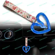 Car Accs JDM S Broken Heart TSURIKAWA Blue C-Ring Pink Flowers Handle Strap X1