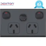 2x Black Double Power Point 10A with Extra Switch 16A Standard FREE DELIVERY