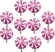 10pcs Sweets Lollypop Swirl Candy Balloons, Red, as described