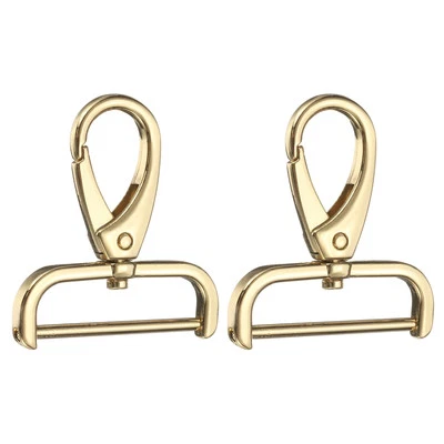 2Pcs Detachable Snap Hook Swivel Clasp 1 1/2" D Ring Lobster Claw Clasps Gold