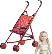Foldable Play Stroller for Dolls | Kid's Foldable Pram Toy for Outdoor,Two-Wheel Design Doll Pram Toy for Christmas, Children's Day, Thanksgiving, Birthday