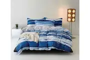 Print Microfibre Quilt Cover Set Ultra Soft With Zipper Closure Ethan King Size King Doonas