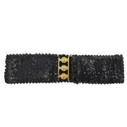 Women's Shiny Sequin Elastic Belt Wide Decorative Dress Belt Cute Belt For Gi...